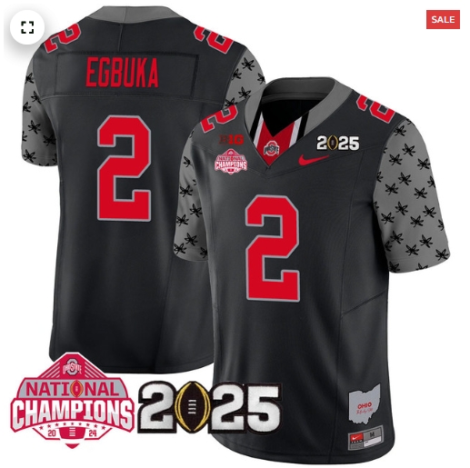 Men's Ohio State Buckeyes 2024 National Champions Limited Jersey N2 - All Stitched Black Emeka Egbuka - 2