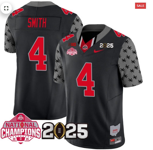 Men's Ohio State Buckeyes 2024 National Champions Limited Jersey N2 - All Stitched Black Jeremiah Smith - 4