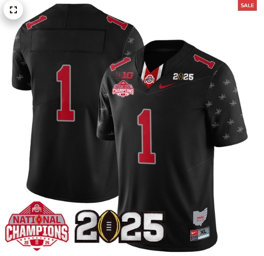 Men's Ohio State Buckeyes 2024 National Champions Limited Jersey N2 - All Stitched Black Limited #1 Team