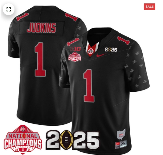Men's Ohio State Buckeyes 2024 National Champions Limited Jersey N2 - All Stitched Black Limited Quinshon Judkins - 1