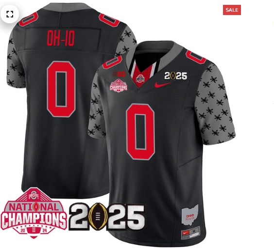 Men's Ohio State Buckeyes 2024 National Champions Limited Jersey N2 - All Stitched Black OH-IO - 0