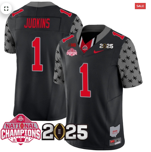 Men's Ohio State Buckeyes 2024 National Champions Limited Jersey N2 - All Stitched Black Quinshon Judkins - 1