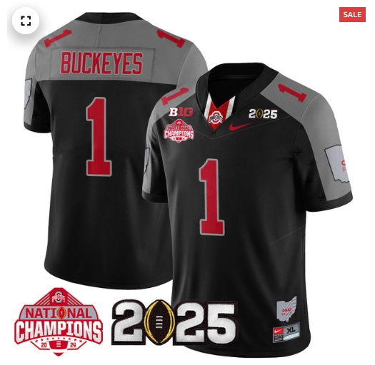 Men's Ohio State Buckeyes 2024 National Champions Limited Jersey N2 - All Stitched Black Special  #1 Buckeyes