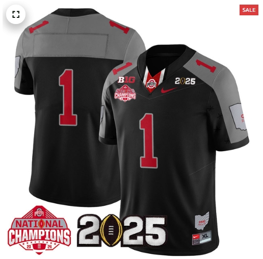 Men's Ohio State Buckeyes 2024 National Champions Limited Jersey N2 - All Stitched Black Special #1 Team