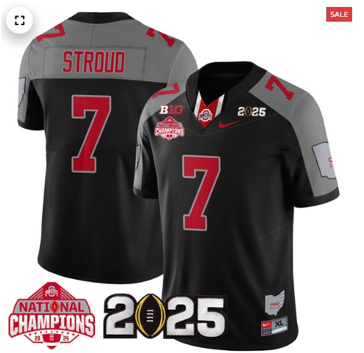 Men's Ohio State Buckeyes 2024 National Champions Limited Jersey N2 - All Stitched Black Special C J Stroud - 7