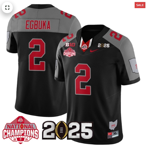 Men's Ohio State Buckeyes 2024 National Champions Limited Jersey N2 - All Stitched Black Special Emeka Egbuka - 2