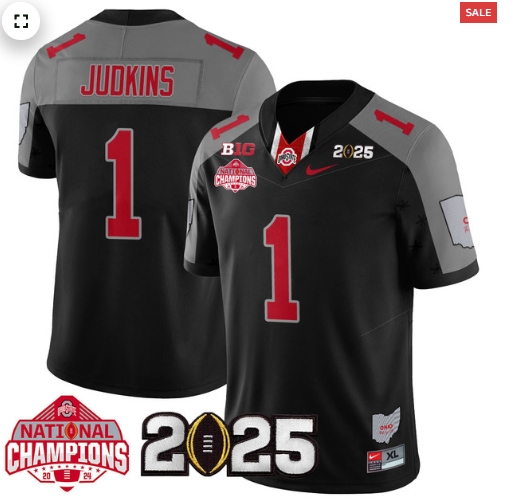 Men's Ohio State Buckeyes 2024 National Champions Limited Jersey N2 - All Stitched Black Special Quinshon Judkins - 1