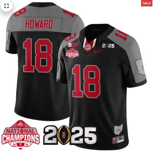 Men's Ohio State Buckeyes 2024 National Champions Limited Jersey N2 - All Stitched Black Special Will Howard - 18