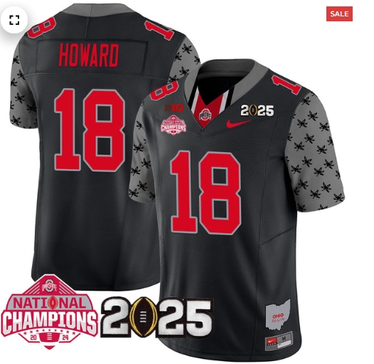 Men's Ohio State Buckeyes 2024 National Champions Limited Jersey N2 - All Stitched Black Will Howard - 18