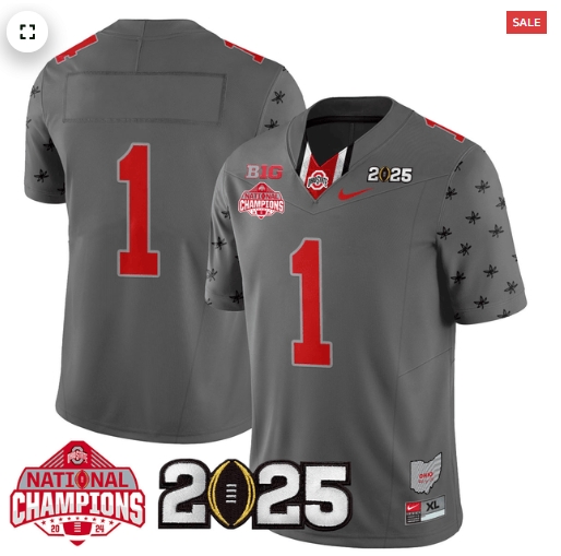Men's Ohio State Buckeyes 2024 National Champions Limited Jersey N2 - All Stitched Gray #1 Team (2)