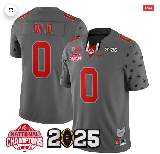 Men's Ohio State Buckeyes 2024 National Champions Limited Jersey N2 - All Stitched Gray OH-IO - 0