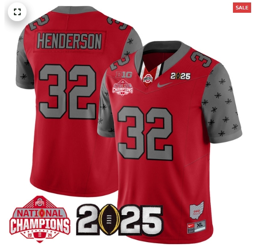 Men's Ohio State Buckeyes 2024 National Champions Limited Jersey N2 - All Stitched Red