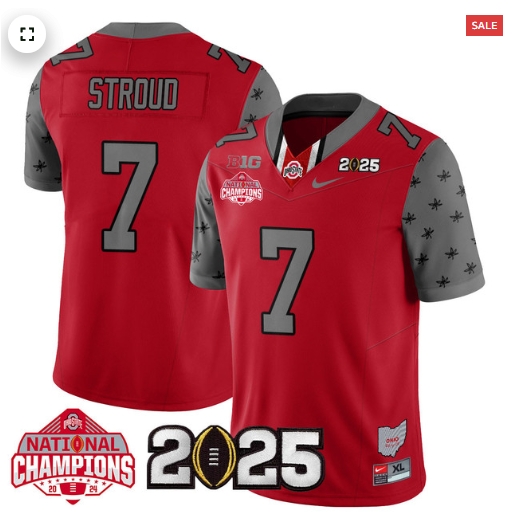 Men's Ohio State Buckeyes 2024 National Champions Limited Jersey N2 - All Stitched Red C J Stroud - 7