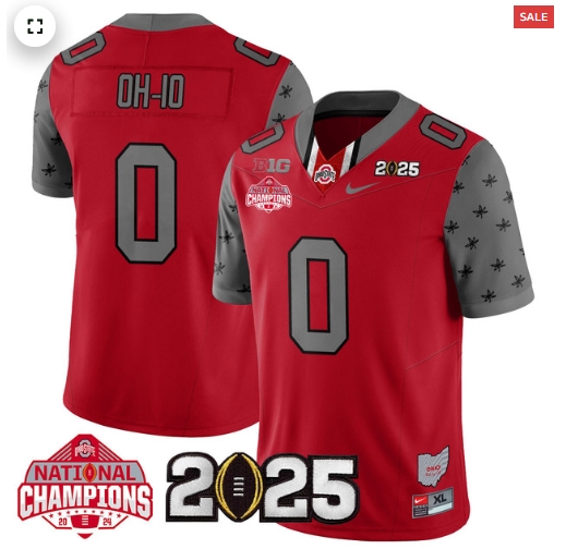Men's Ohio State Buckeyes 2024 National Champions Limited Jersey N2 - All Stitched Red OH-IO - 0