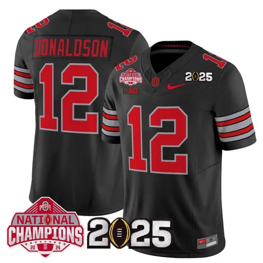 Men's Ohio State Buckeyes 2026 Tunnel Vision National Champions Patch Vapor Limited Jersey - All Stitched  CJ Donaldson  12