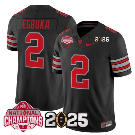 Men's Ohio State Buckeyes 2026 Tunnel Vision National Champions Patch Vapor Limited Jersey - All Stitched  Emeka Egbuka  2