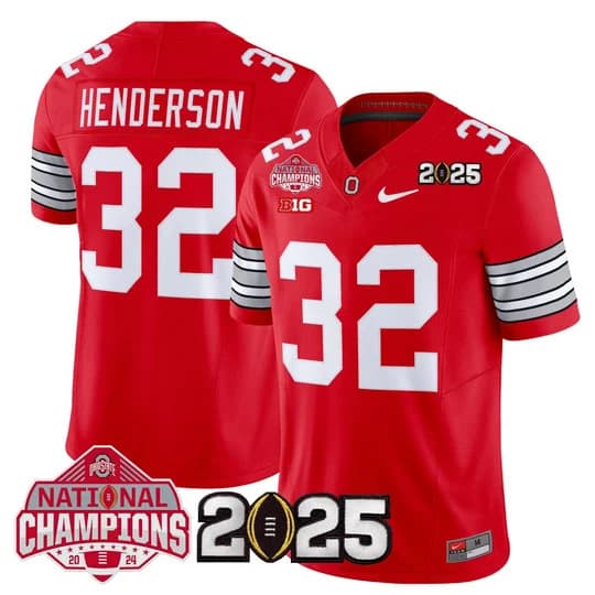 Men's Ohio State Buckeyes 2026 Tunnel Vision National Champions Patch Vapor Limited Jersey - All Stitched  Treveyon Henderson32