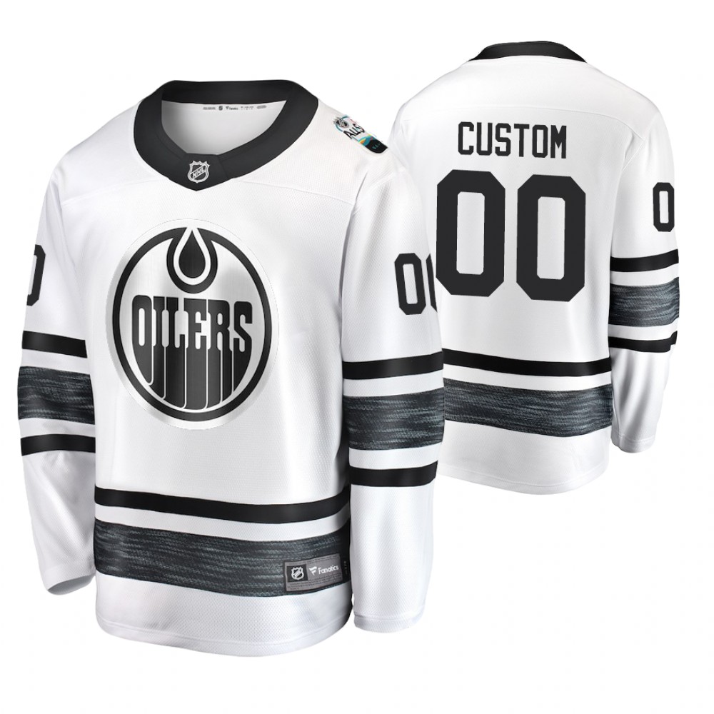 Men's Oilers #00 Custom White 2019 NHL All-Star Jersey