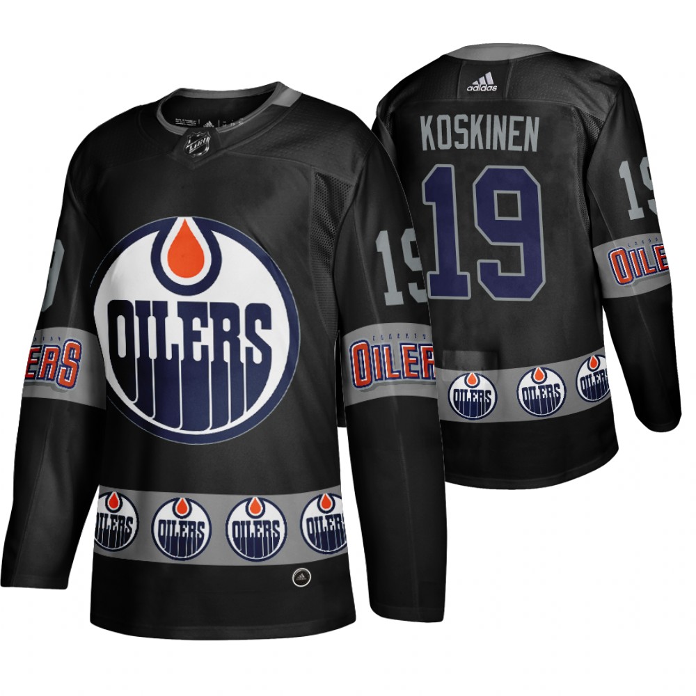 Men's Oilers #19 Mikko Koskinen Logo sleeve Breakaway Jersey Black