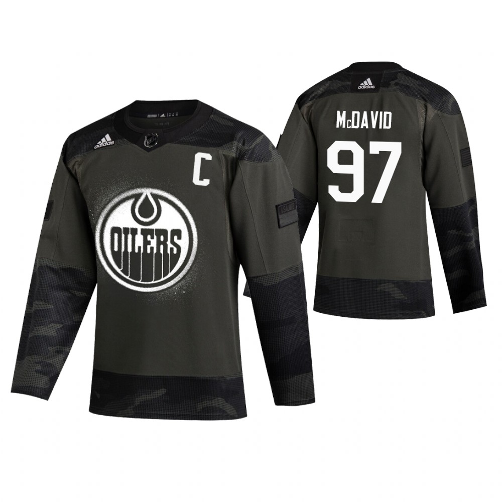 Men's Oilers #97 Connor McDavid Authentic 2019 Veterans Day Jersey Camo