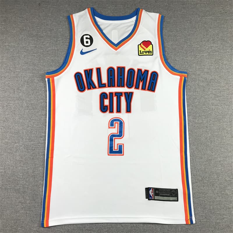 Men's Oklahoma City Thunder  #2 Shai Gilgeous-Alexander Stitched Basketball Jersey