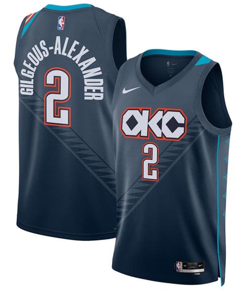 Men's Oklahoma City Thunder #2 Shai Gilgeous-Alexander Navy 2025-26 City Edition Swingman Stitched Basketball Jersey