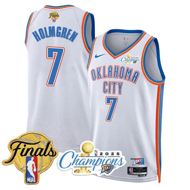 Men's Oklahoma City Thunder 2024-25 Champions Jersey - All Stitched Chet Holmgren - 7