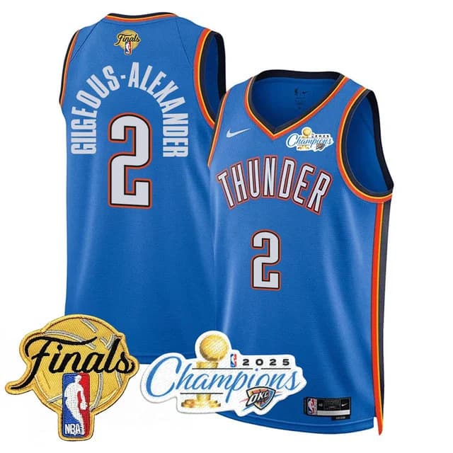 Men's Oklahoma City Thunder 2024-25 Champions Jersey - All Stitched Gilgeous-Alexander  - 2