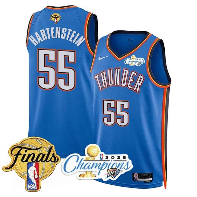 Men's Oklahoma City Thunder 2024-25 Champions Jersey - All Stitched Isaiah Hartenstein -  55