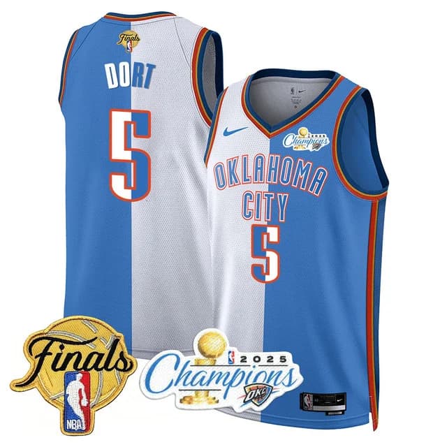 Men's Oklahoma City Thunder 2024-25 Champions Jersey - All Stitched Luguentz Dort    - 5