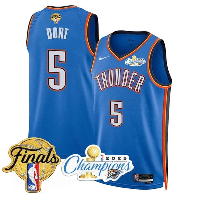 Men's Oklahoma City Thunder 2024-25 Champions Jersey - All Stitched Luguentz Dort -  5