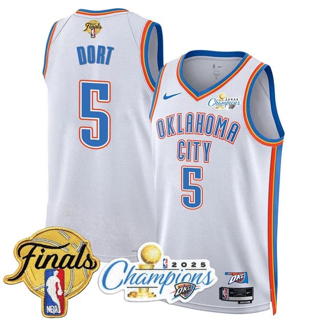 Men's Oklahoma City Thunder 2024-25 Champions Jersey - All Stitched Luguentz Dort - 5