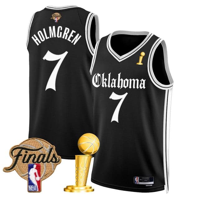Men's Oklahoma City Thunder 2025 Champions 'Gothic Storm Edition' Swingman Jersey - All Stitched Chet Holmgren