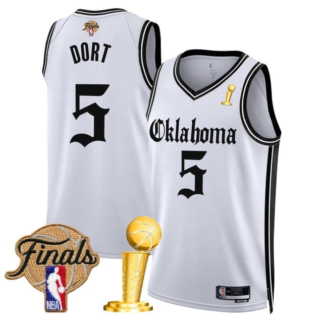 Men's Oklahoma City Thunder 2025 Champions 'Gothic Storm Edition' Swingman Jersey - All Stitched Luguentz Dort 5