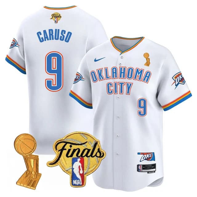 Men's Oklahoma City Thunder Baseball Jersey - Final Patch - All Stitched Alex Caruso -  9