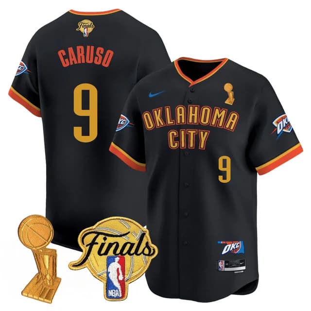 Men's Oklahoma City Thunder Baseball Jersey - Final Patch - All Stitched Alex Caruso - 9