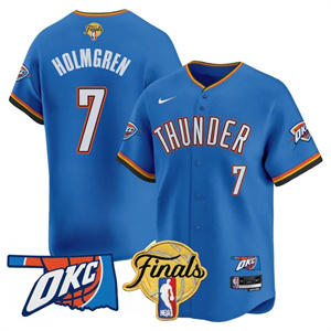 Men's Oklahoma City Thunder Baseball Jersey - Final Patch - All Stitched Chet Holmgren  -  7