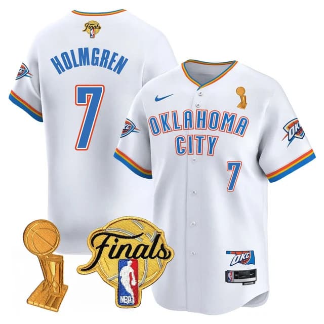 Men's Oklahoma City Thunder Baseball Jersey - Final Patch - All Stitched Chet Holmgren -  7