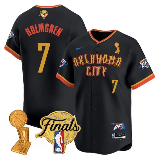Men's Oklahoma City Thunder Baseball Jersey - Final Patch - All Stitched Chet Holmgren - 7