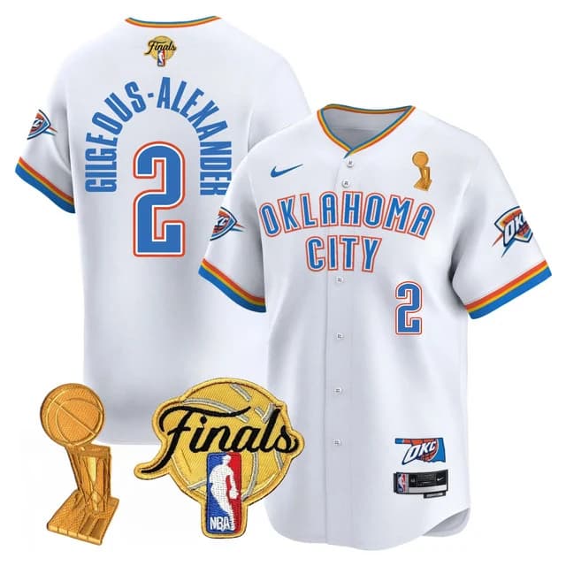Men's Oklahoma City Thunder Baseball Jersey - Final Patch - All Stitched Gilgeous-Alexander -  2