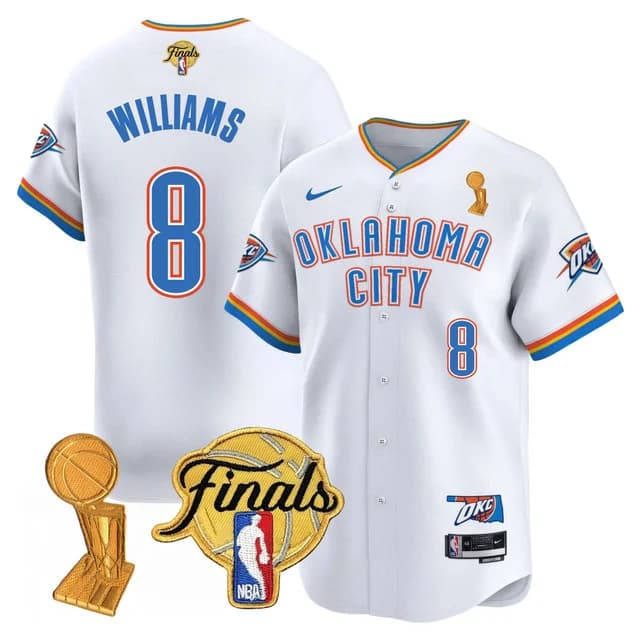 Men's Oklahoma City Thunder Baseball Jersey - Final Patch - All Stitched Jalen Williams -  8