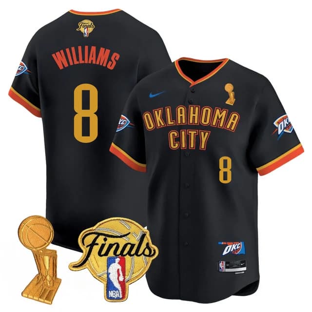 Men's Oklahoma City Thunder Baseball Jersey - Final Patch - All Stitched Jalen Williams - 8