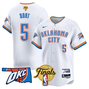 Men's Oklahoma City Thunder Baseball Jersey - Final Patch - All Stitched Luguentz  Dort - 5