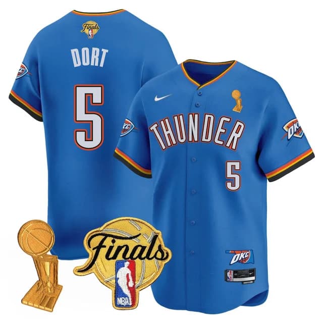 Men's Oklahoma City Thunder Baseball Jersey - Final Patch - All Stitched Luguentz Dort    - 5