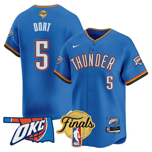 Men's Oklahoma City Thunder Baseball Jersey - Final Patch - All Stitched Luguentz Dort  -  5
