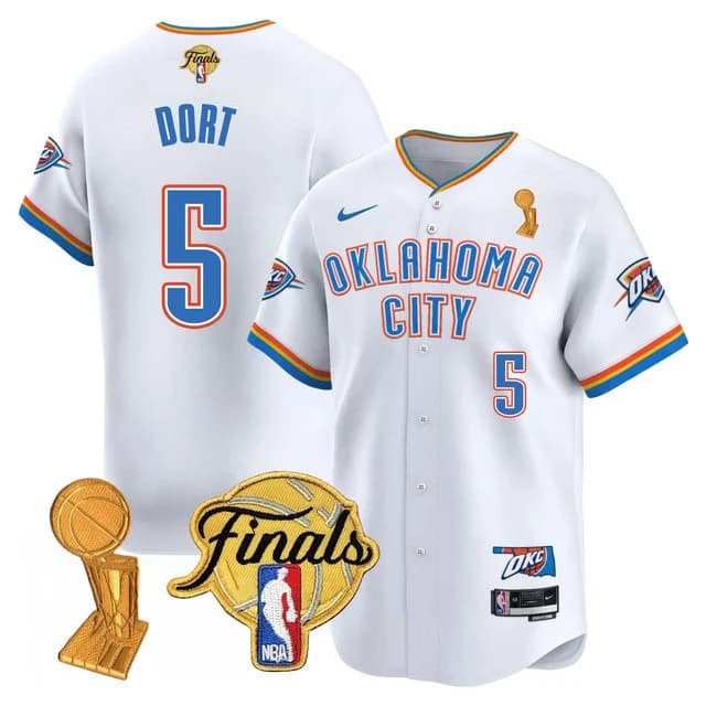 Men's Oklahoma City Thunder Baseball Jersey - Final Patch - All Stitched Luguentz Dort -  5