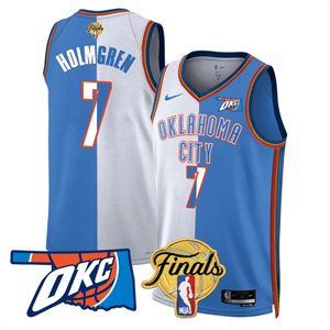 Men's Oklahoma City Thunder Jersey - Final Patch - All Stitched Chet Holmgren   - 7