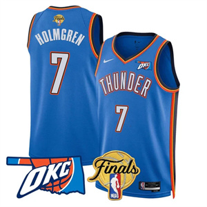 Men's Oklahoma City Thunder Jersey - Final Patch - All Stitched Chet Holmgren -  7