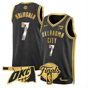Men's Oklahoma City Thunder Jersey - Final Patch - All Stitched Chet Holmgren  - 7
