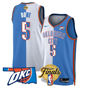 Men's Oklahoma City Thunder Jersey - Final Patch - All Stitched Luguentz Dort   - 5